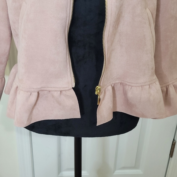 Roz & Ali Women's Ruffle Long Sleeve Blazer Jacket Rose Size Large - Picture 9 of 14